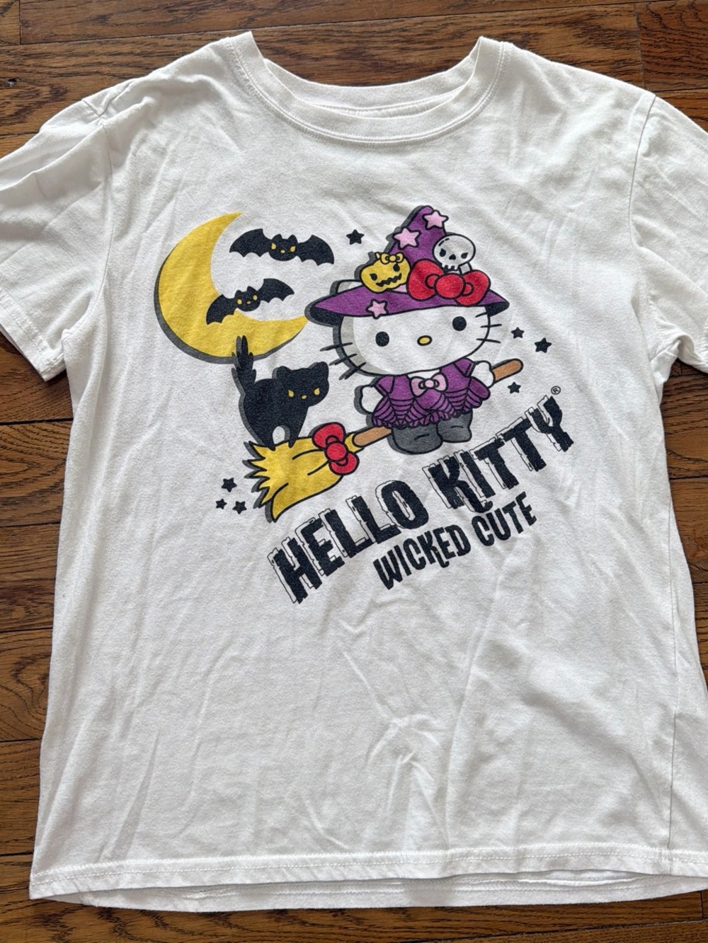 Hello Kitty White Graphic Tee with Purple Witch Design